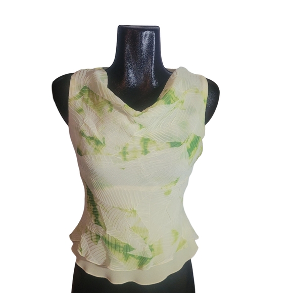 Vintage Ribkoff Trends Yellow And Green Leaf Print Skirt Set - Picture 12 of 13